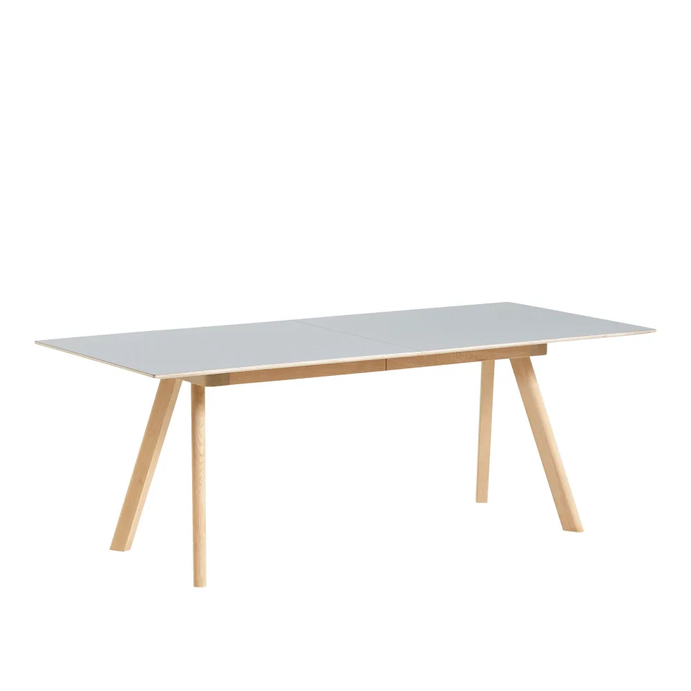 HAY - CPH30 2.0 Extendable Table Lacquered Oak Frame L200 X W90 X H74 Grey Linoleum Tabletop Lacquered Edge - Matbord - Ronan & Erwan Bouroullec - Grå - Trä