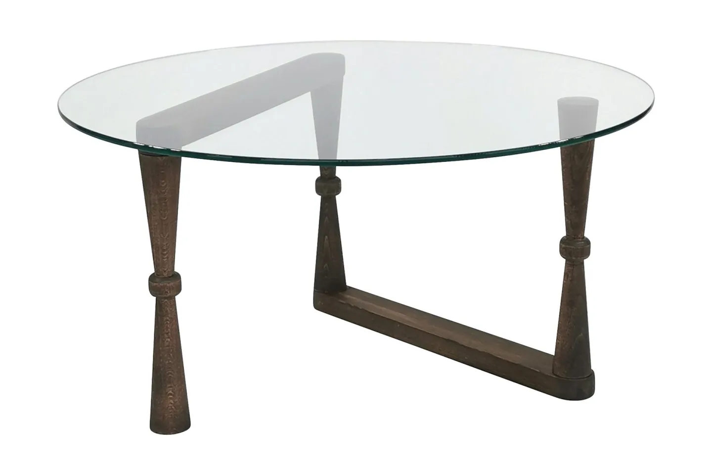 Sabani Soffbord 80 cm Runt Svarvade Ben - Glas/Valnötsbrun