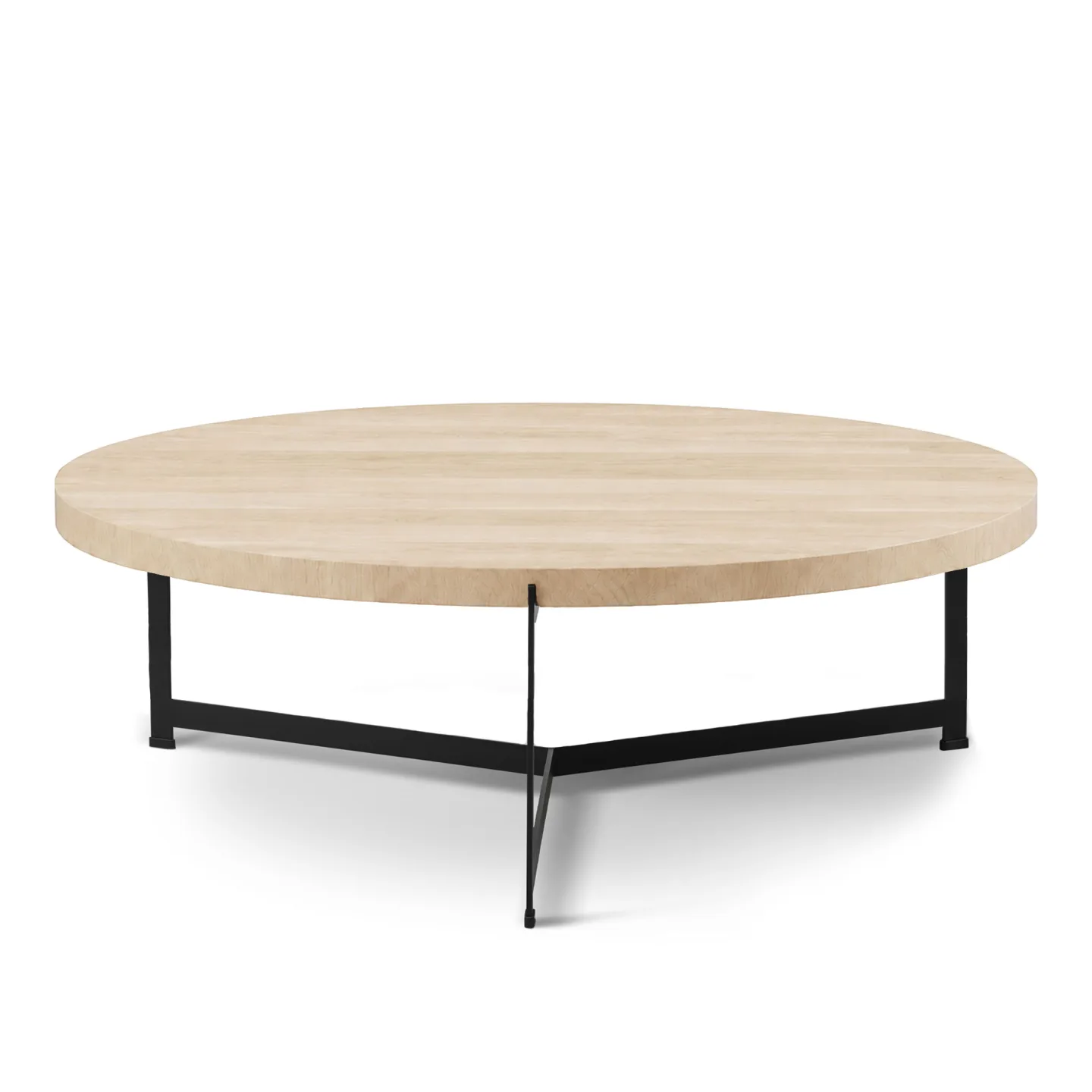 Dk3 - Plateau Coffee Table - Ø 80 cm - Höjd 35 cm, Skiva i Vitoljad ek, Underrede i Svart pulverlackerat stål - Soffbord - Søren Rose Studio - Träfärgad - Metall/Trä