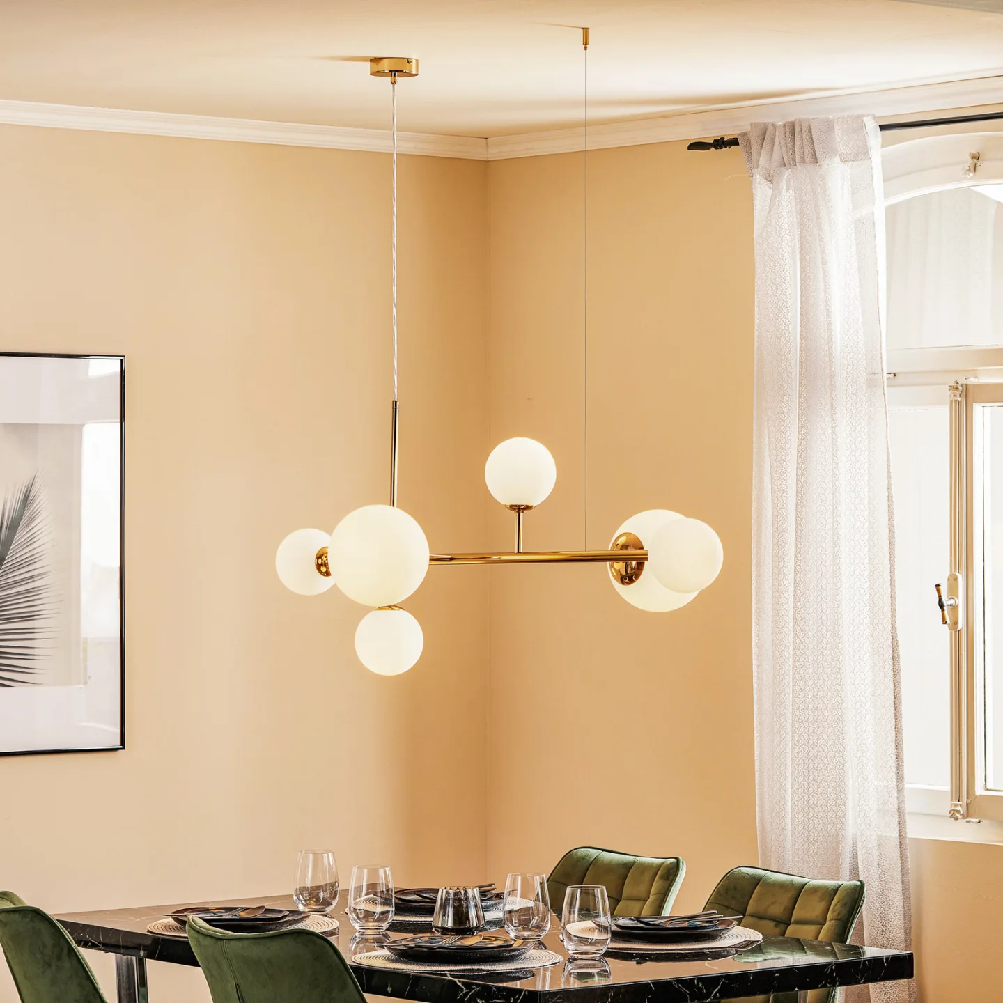 Dione hængelampe, guldfarvet, 6 lyskilder - ALDEX - Stue - Moderne - Metal - Kugle