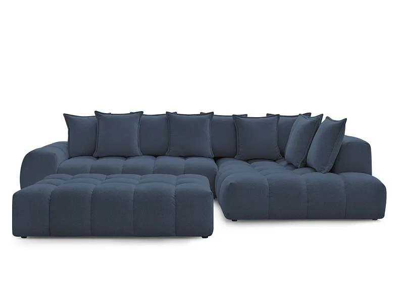 Ecksofa mit Hocker BOBOCHIC EVEREST Stoff chiniert dunkelblau
