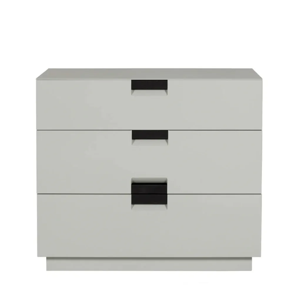 Asplund - Frame Drawer Low - Light Grey / Black Leather - Byråer - Anya Sebton & Eva Lilja Löwenhielm 2011 - Grå - Läder