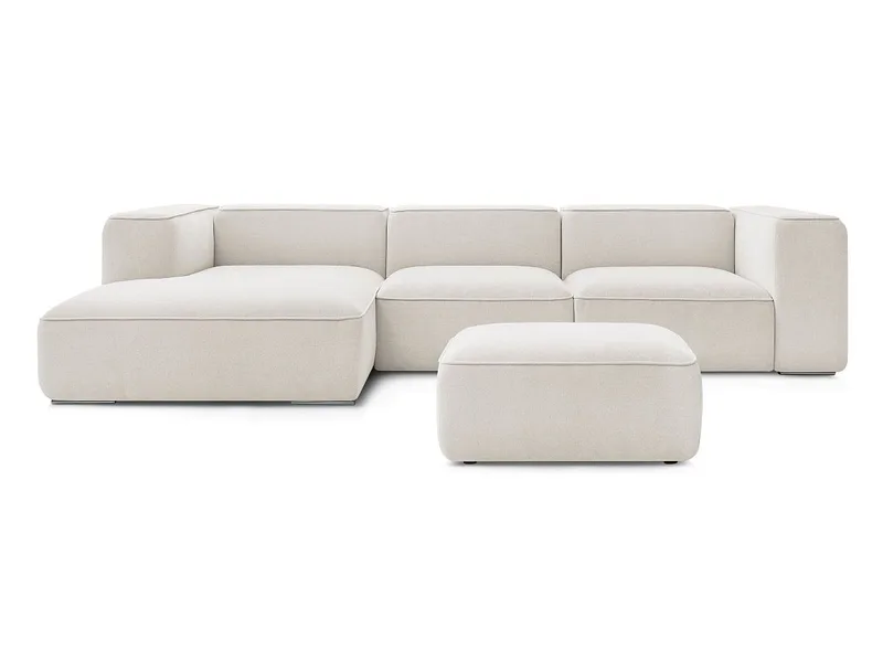 Ecksofa mit Hocker BOBOCHIC ZEPHYR Stoff mit Textur weiss