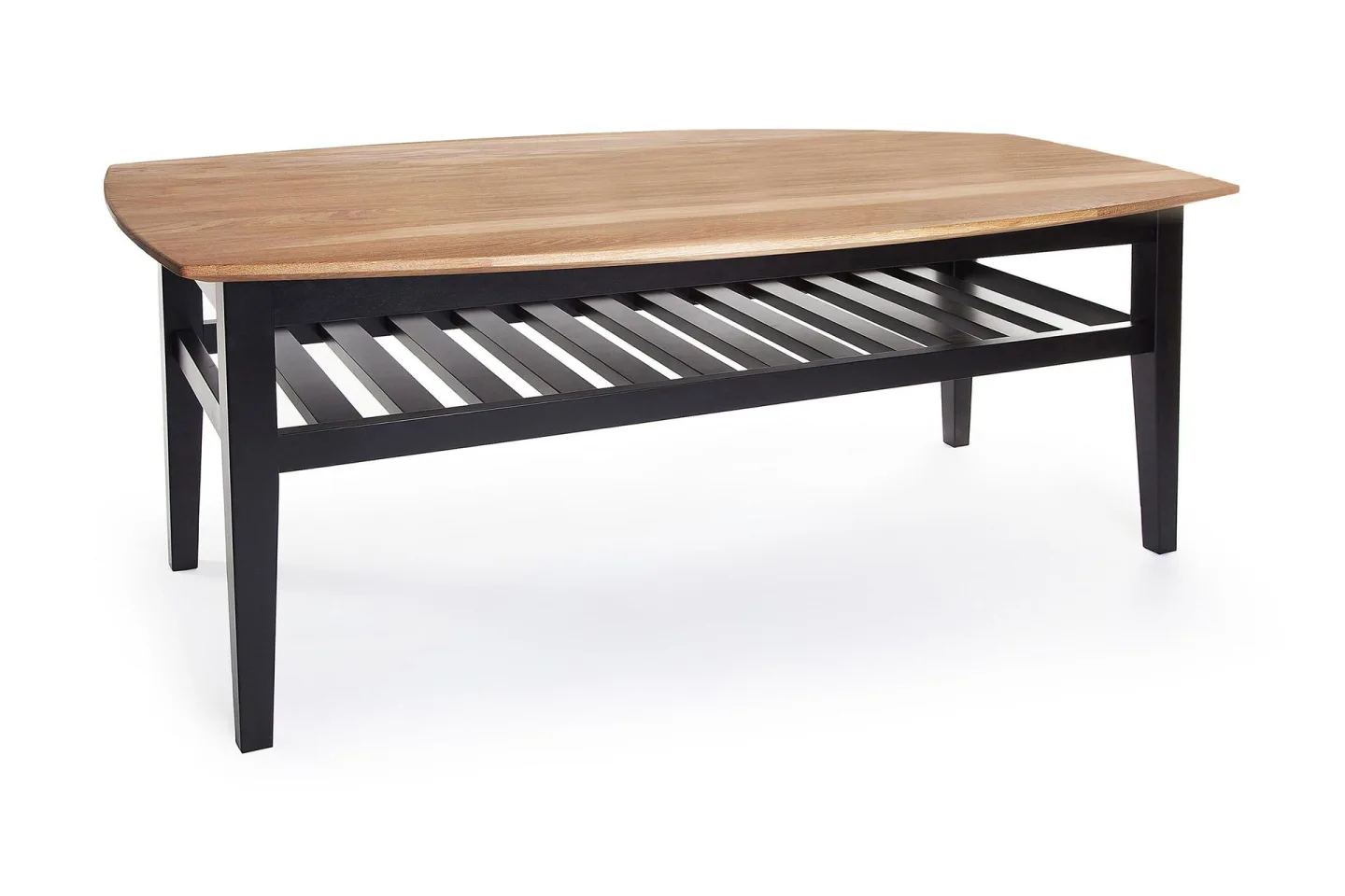 Chicago Soffbord 130 cm med Förvaring Hylla - Ek/Svart
