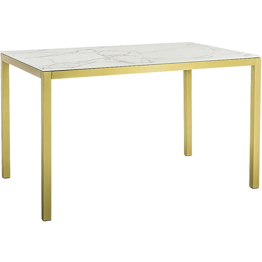 Esstisch Valerie Weiss/gold Mineralkeramik/Aluminium B 120 T 80 cm