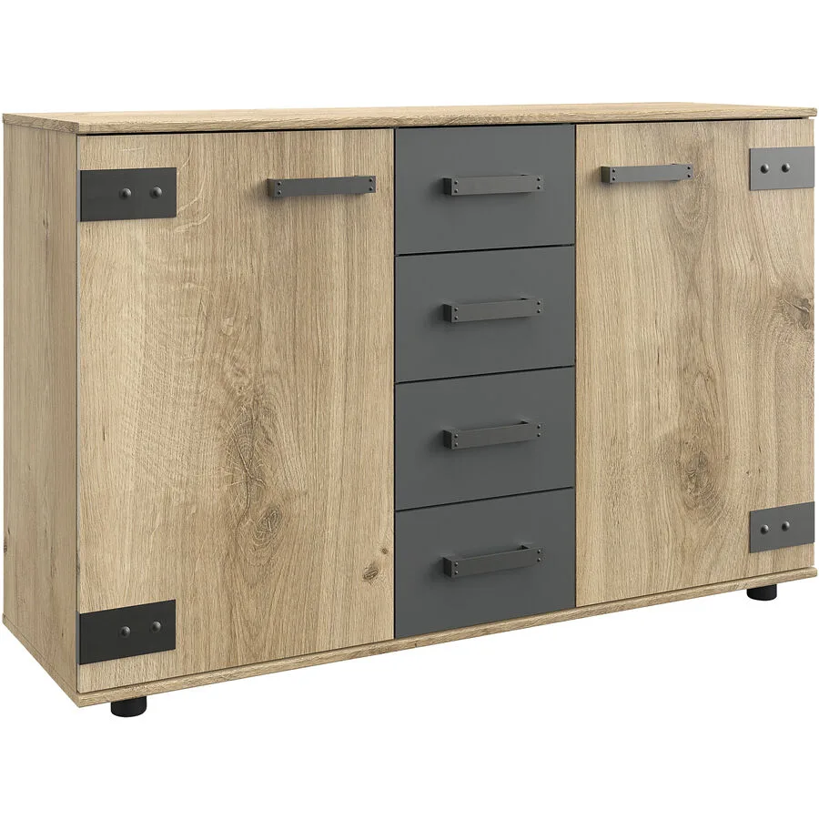 Kommode Jasmin Eiche/graphit Holzwerkstoff B 130 H 83 cm