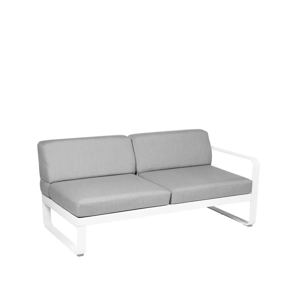 Fermob Bellevie Right modulsoffa 2-sits Cotton white (vit), flannel grey dyna