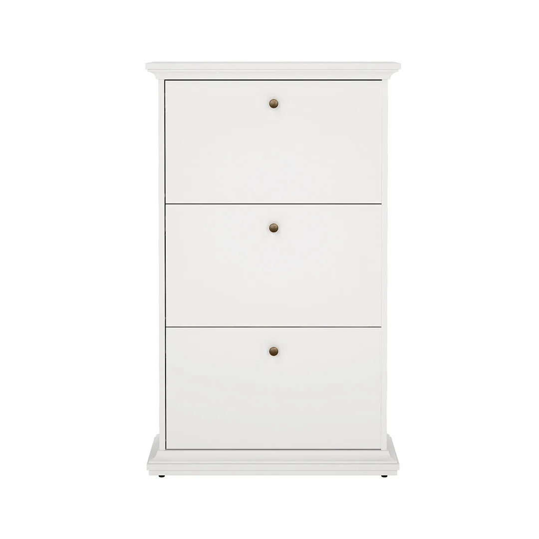 Venedig Schuhschrank mit 3 Klappen in weiß.