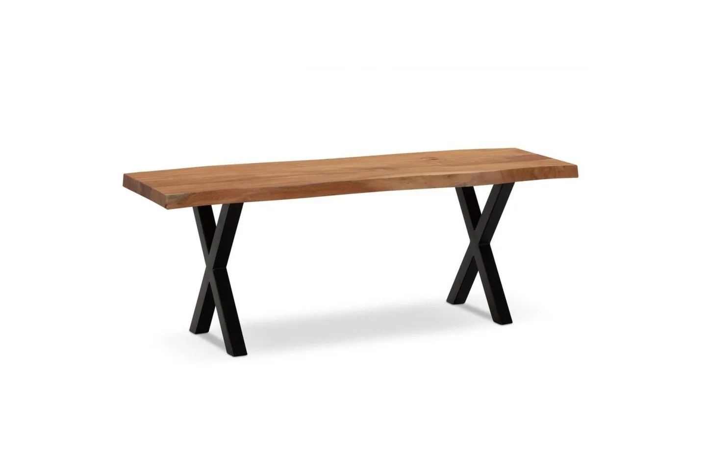 Kapprumsbänk Wohnling Massivt Akaciaträ 120 cm Träkant Hall Svart, X-ram - Svart, X-ram