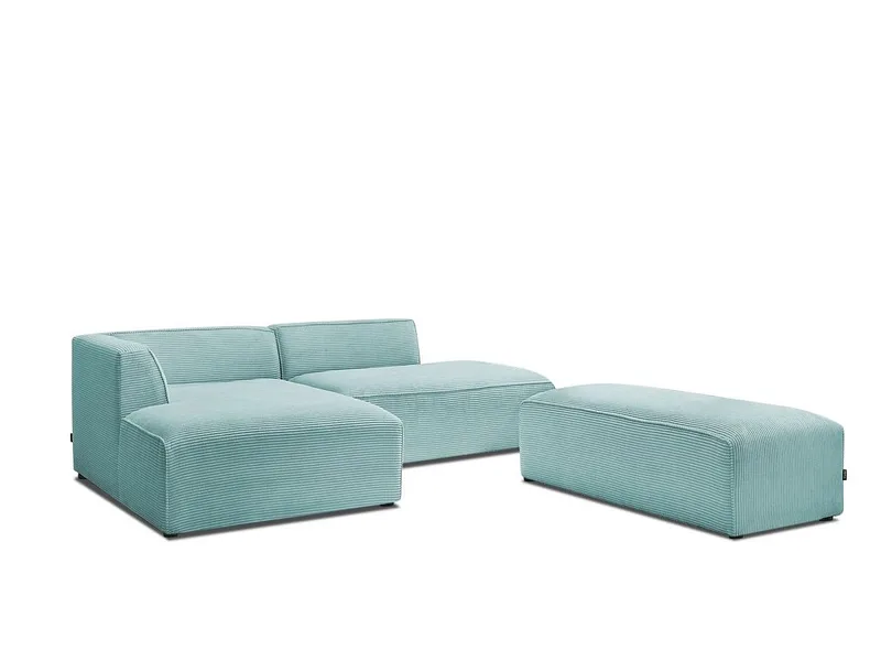 Ecksofa BOBOCHIC MEGEVE Cord-Stoff hellblau