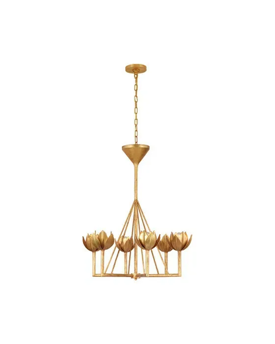 Alberto Small Single Tier Chandelier Antique Gold Leaf