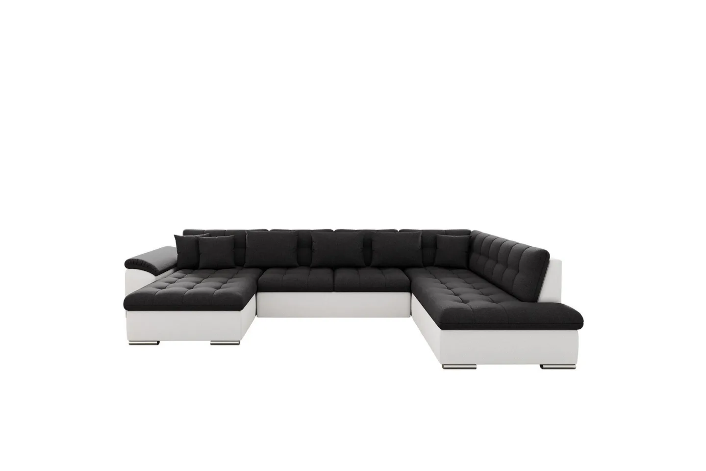 Dynir Soffa med Divan och Schäslong 4-sits - Vit/Svart