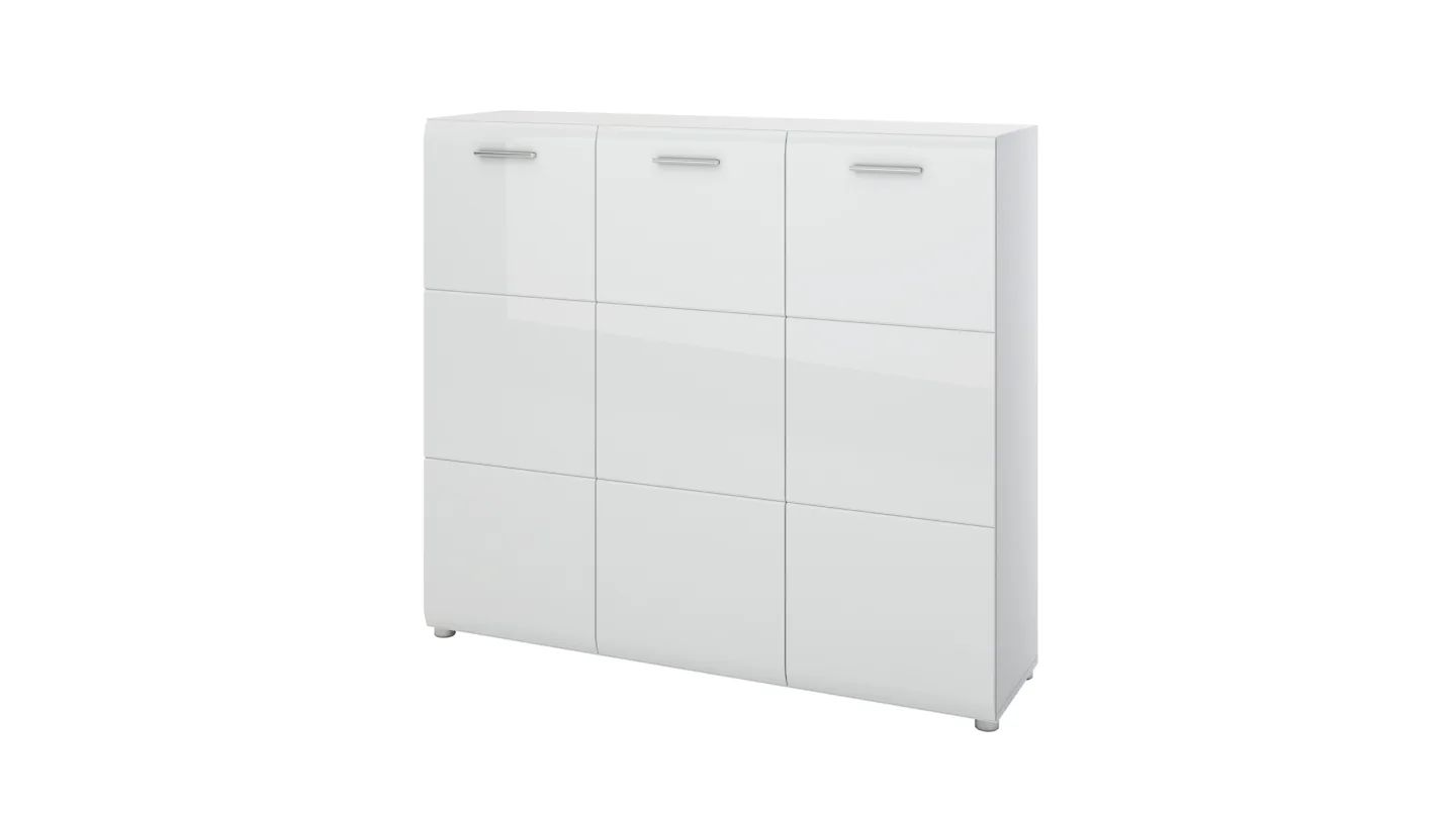 Schuhschrank weiß hochglanz 135 cm x 120 cm - MERANO