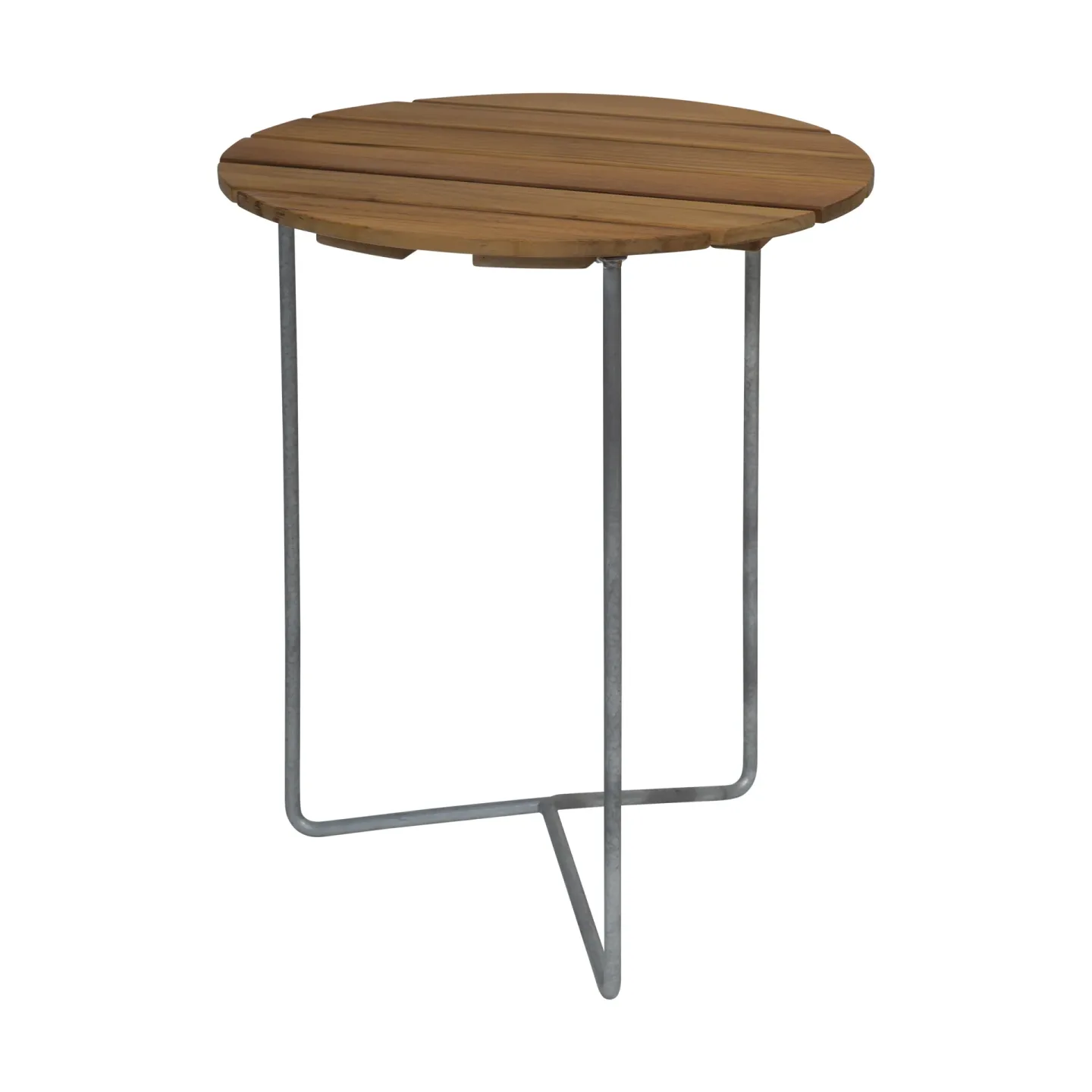 Grythyttan Stålmöbler Table 6B Tisch Teak unbehandelt- Beine verzinkt, Ø60 cm