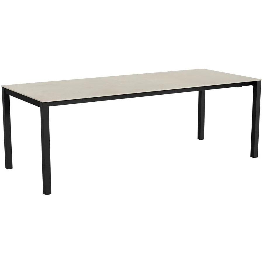 Gartentisch ausziehbar Campo Grande anthrazit / Travertino Romano Keramik/Stahl B 220 T 90 cm - Möbel Konfigurator: Traummöbel individuell