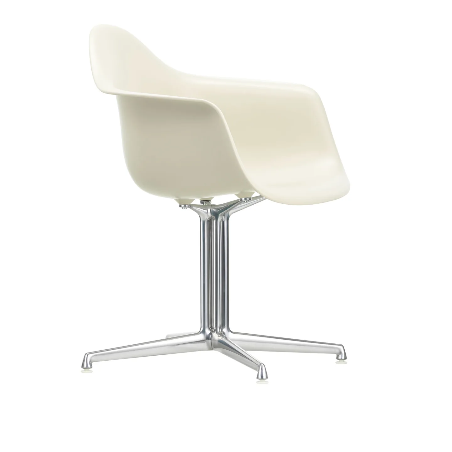 Vitra - Eames Plastic Armchair DAL 11 Pebble Aluminium Polished - Kontorsstolar - Charles & Ray Eames - Vit - Metall/Plast