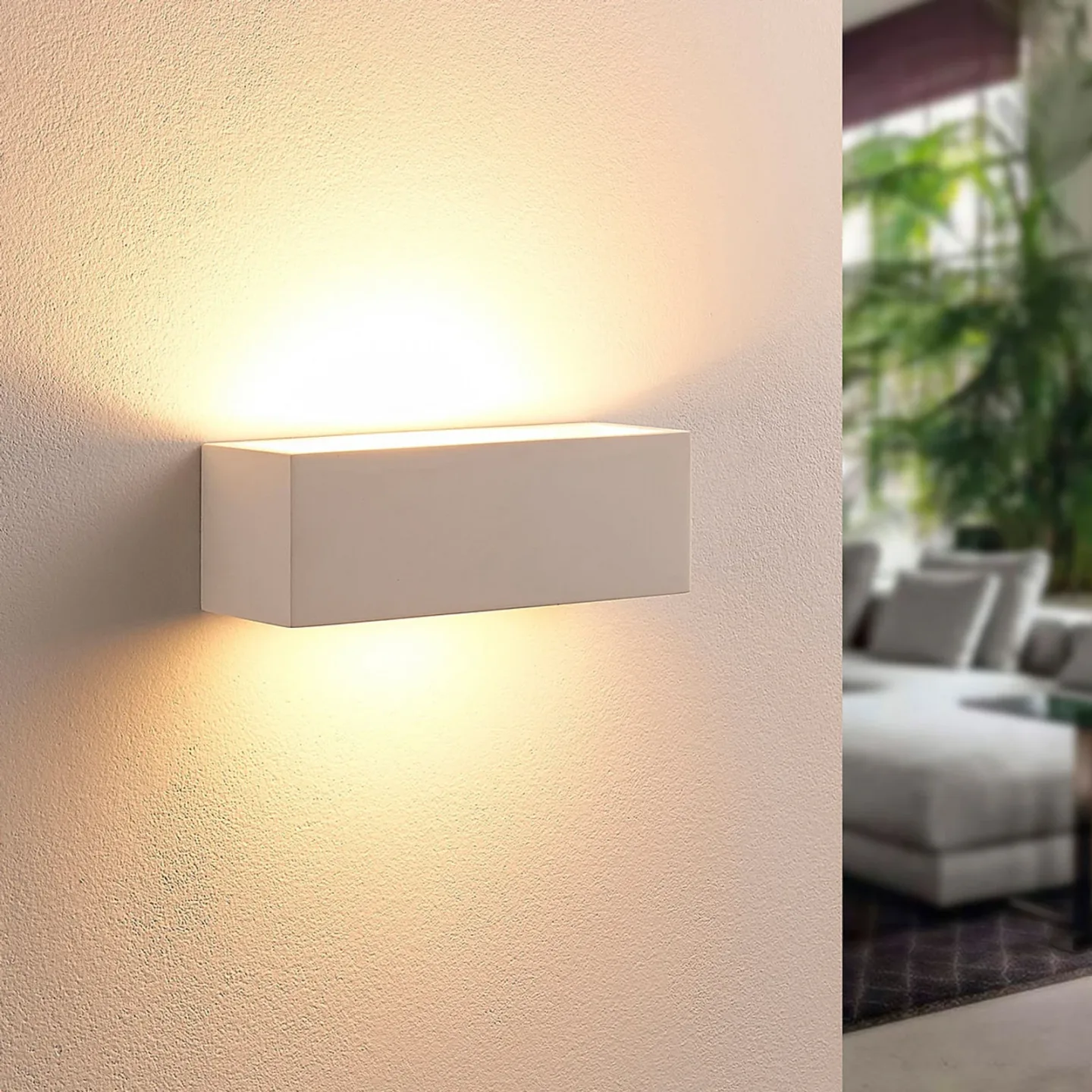 Tjada 22 Wandleuchte White - Lindby - Wohnzimmer - Modern - Gips / Ton - Eckig