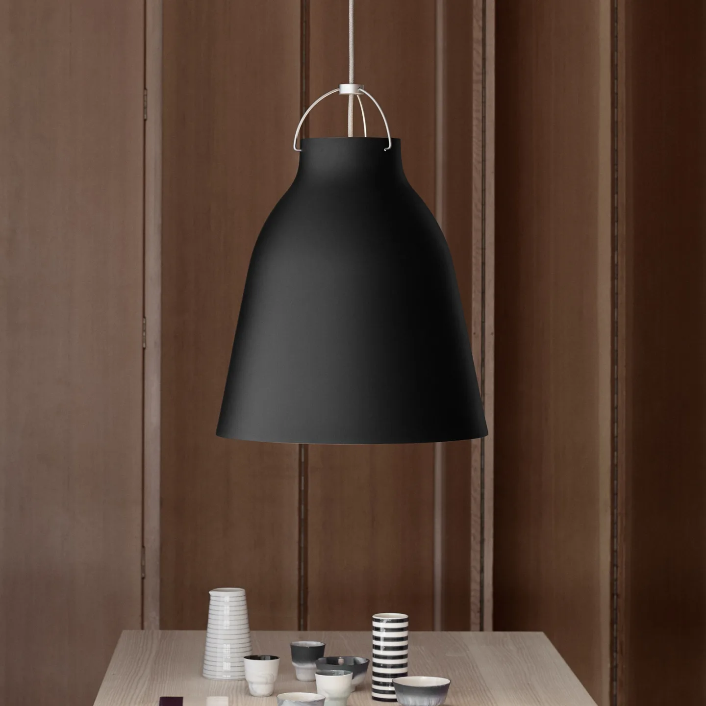Caravaggio™ P3 pendellampe matt svart - FRITZ HANSEN Caravaggio P3 - Stue - Design - Metall - Med en lyskilde