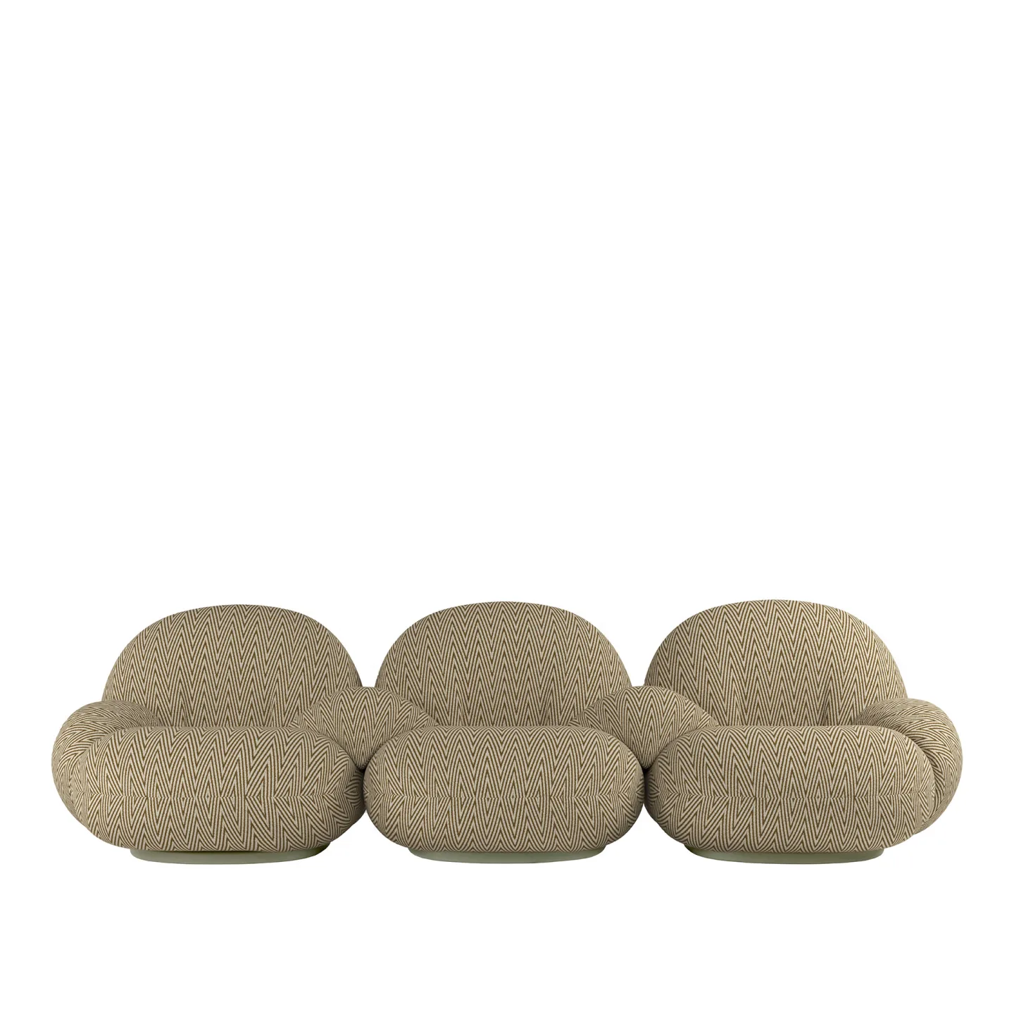 Gubi - Pacha Outdoor Sofa - Fully Upholstered, 3-seater with armrests incl middle armrests, PG. D Dedar, Chevron Special outdoor Camel 022 - Soffor utomhus - Pierre Paulin - Plast