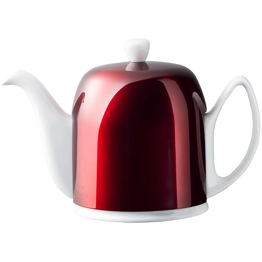 DEGRENNE Teekanne Salam Rot/Weiss Porzellan/Edelstahl H 13.1 cm 1 l