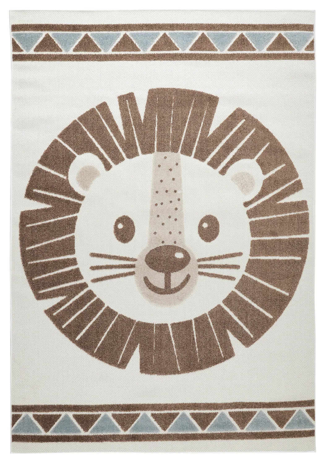 Barneteppe - Kind Lion (krem/blå) (Størrelse: 100 x 160 cm)