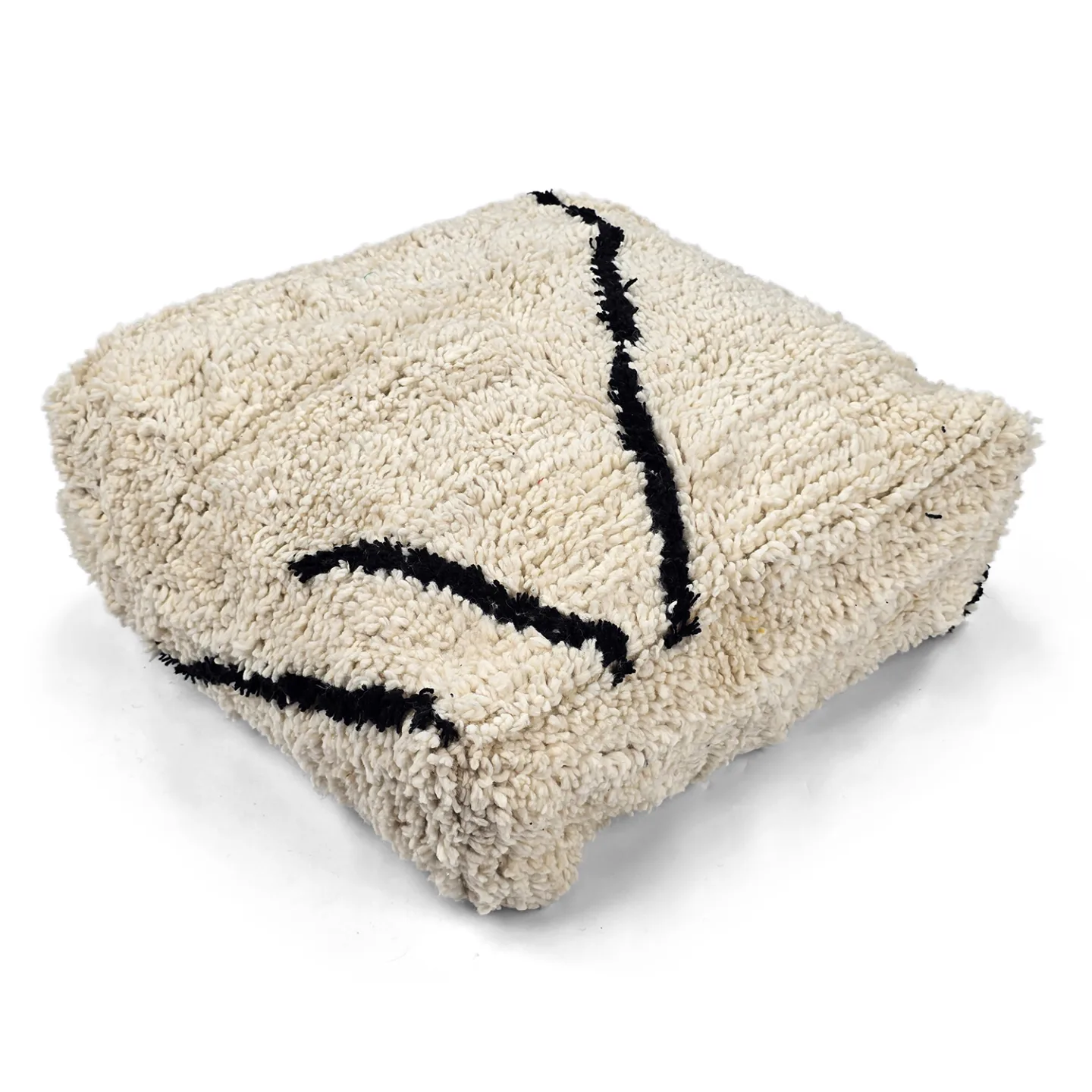Sittepuff - Marokkansk Beni Ourain 009 (Størrelse: 60 x 60 cm)