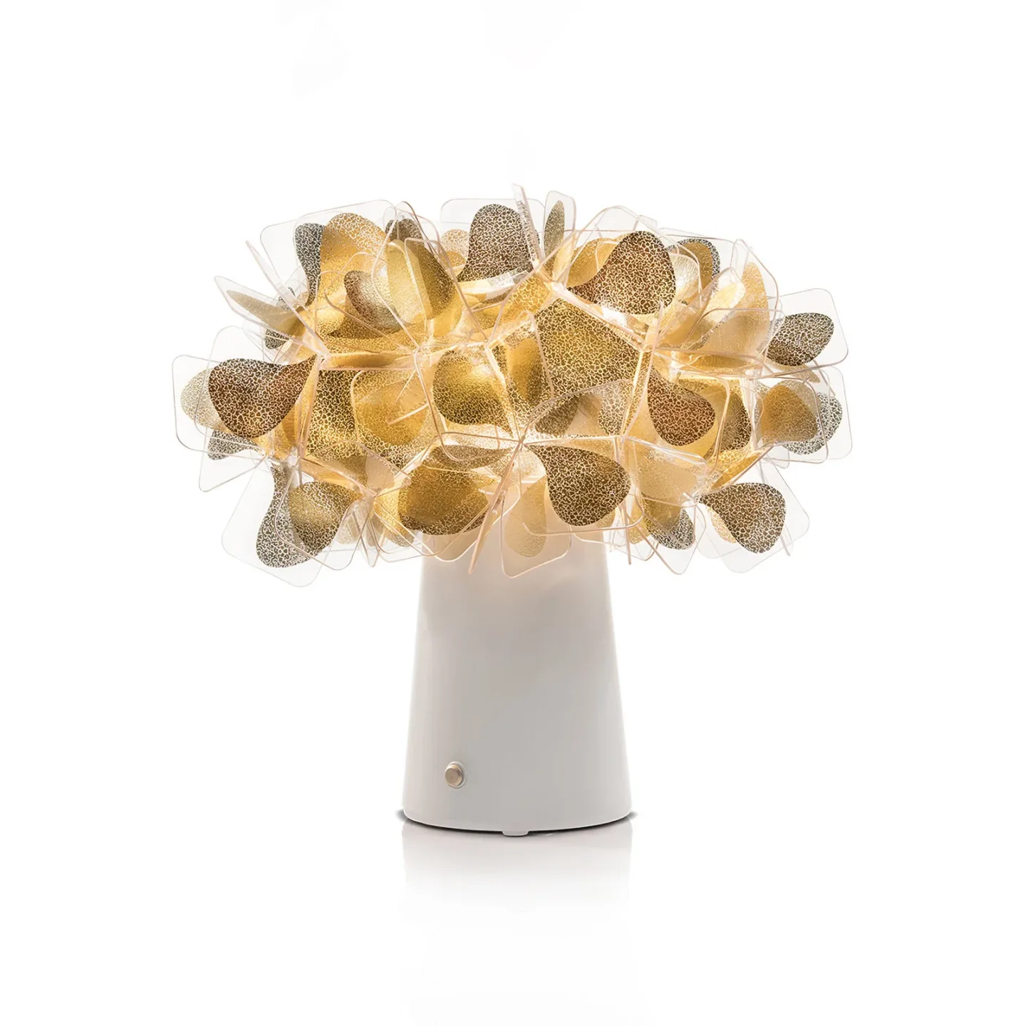 Clizia LED-Akku-Tischlampe Mama Non Mama gold/weiß - Slamp Clizia Mama Non Mama - Wohnzimmer - Design - Kunststoff - Mit Schirm