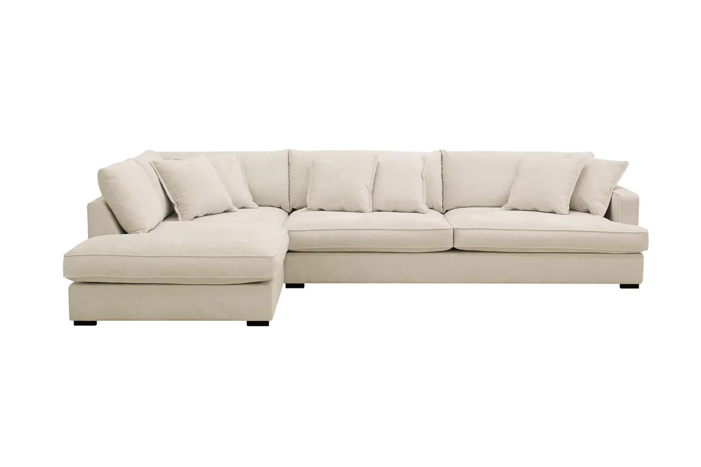 Rossita Lyx 4-sits Vänstervänd L-formad Extra Djup Schäslongsoffa i Chenille - Beige Chenille