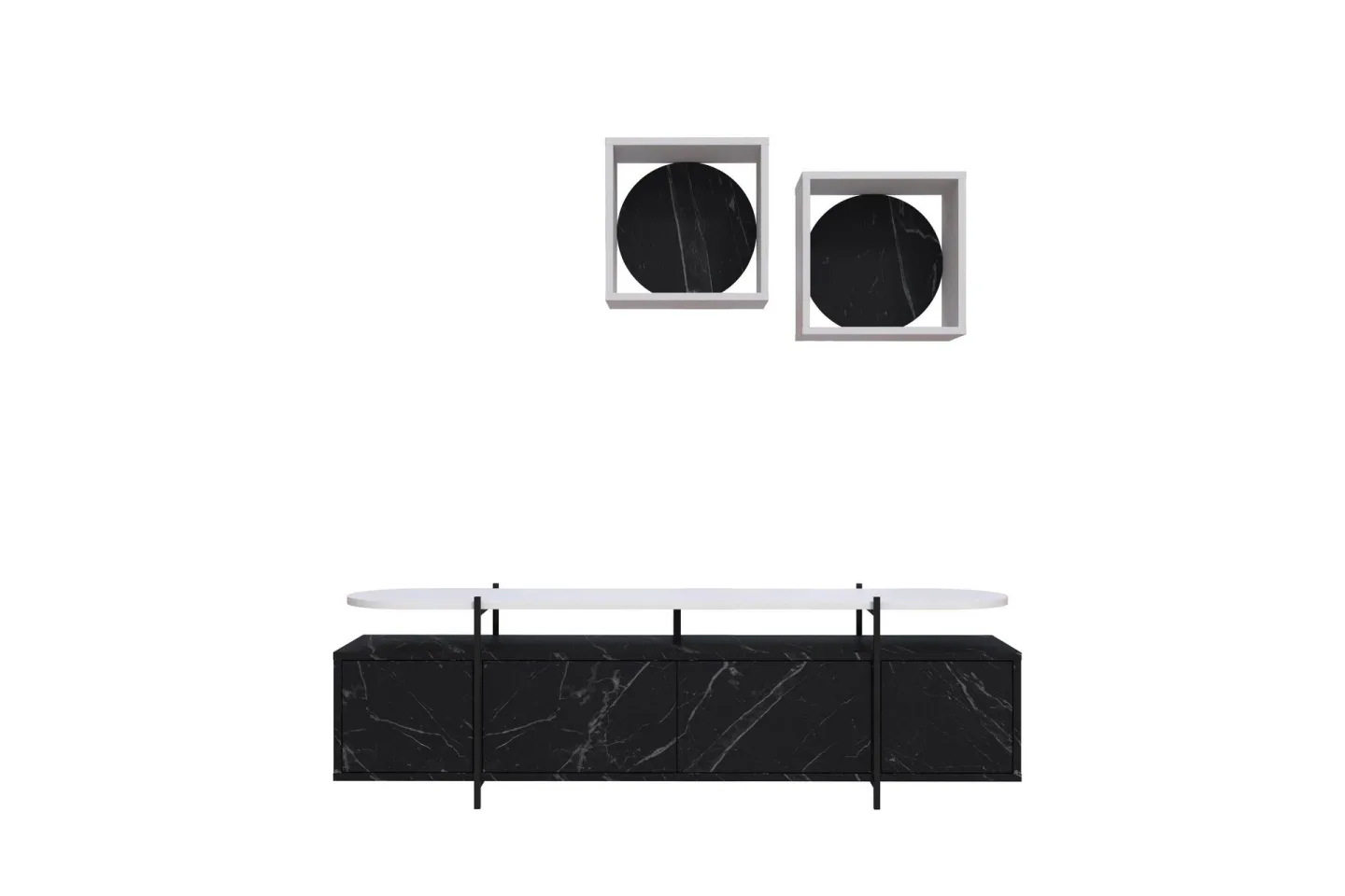 Hanley Tv-möbelset 160x35,6 cm Svart/Vit - Hanah Home