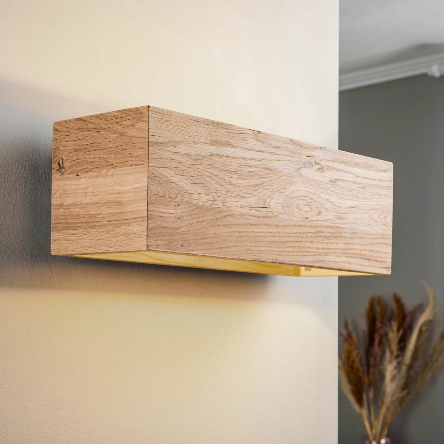 Kubiko Wandleuchte, Eiche geölt, Envostar - Wohnzimmer - Modern - Holz - Eckig