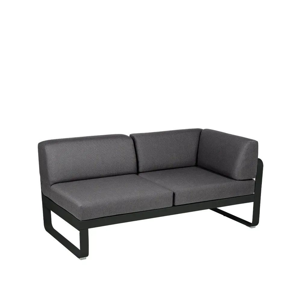Fermob Bellevie Corner modulsoffa 2-sits Liquorice (svart), graphite grey dyna, höger