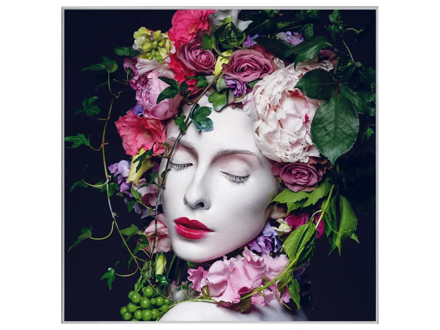 image LAND Digitaldruck auf Acrylglas Hübsche Frau mit Blumen | Schubiger Möbel