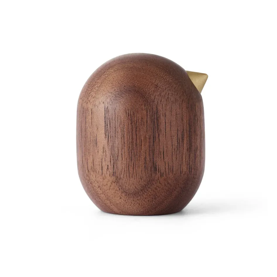 Normann Copenhagen Little Bird figur valnöt 4,5 cm