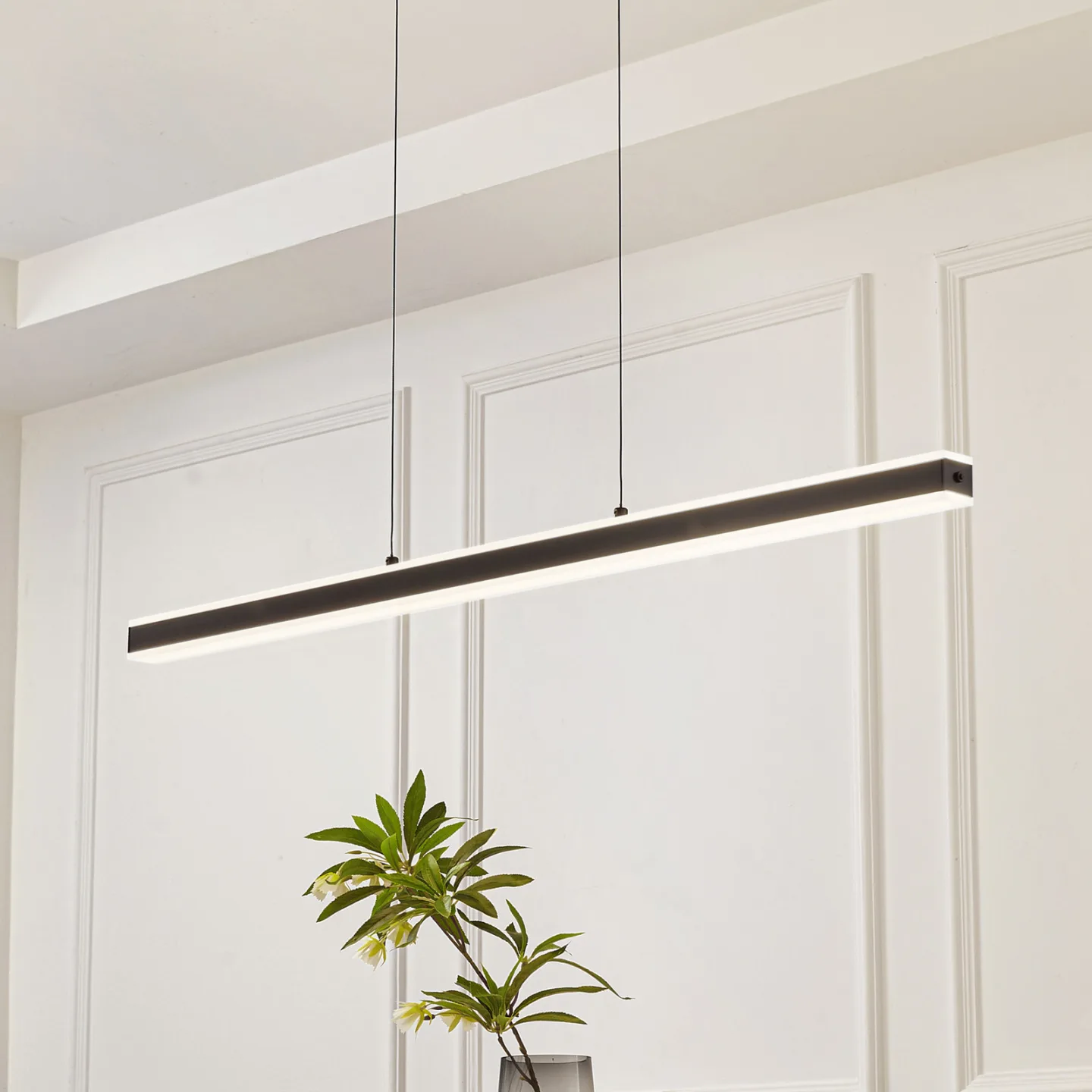 Lucande LED-Hängeleuchte Pendolo, schwarz, Aluminium, 120 cm - Wohnzimmer - Modern - Einflammig