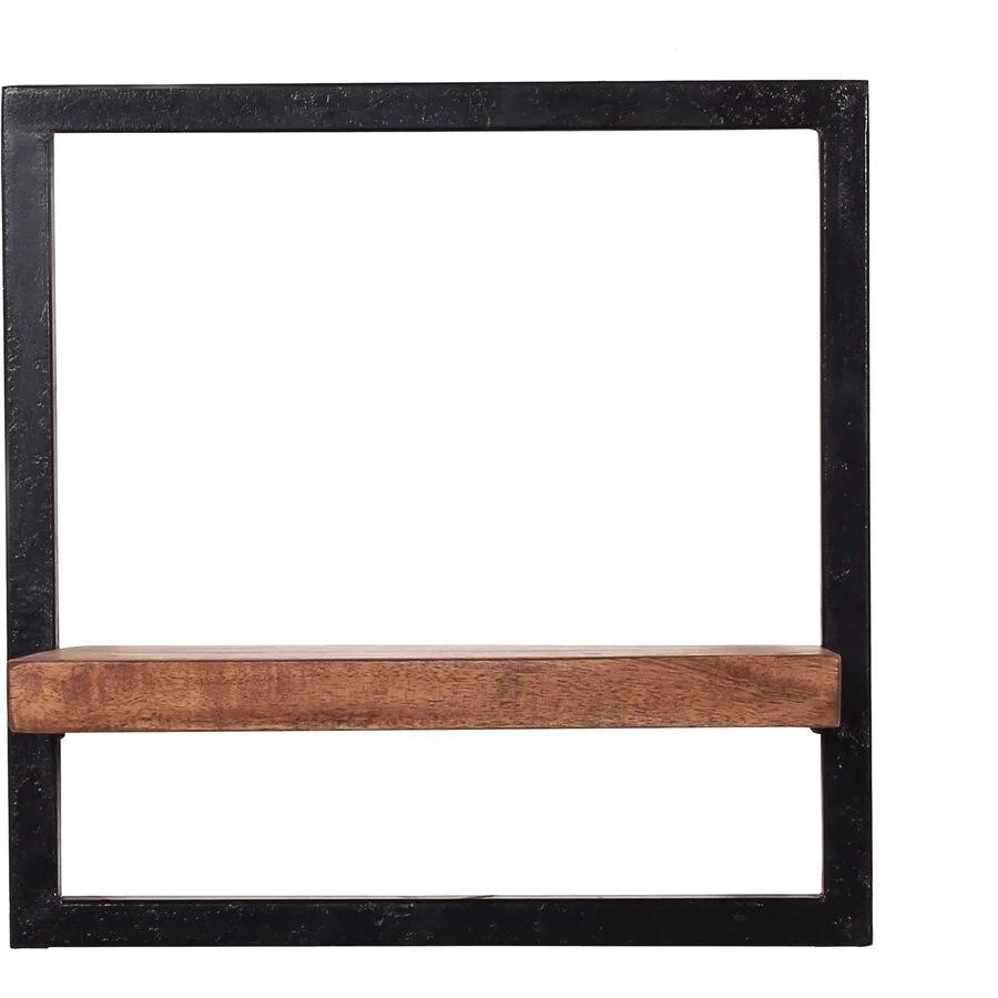 Wandregal Ecuador natur/schwarz Holz/Metall B 35 T 25 cm