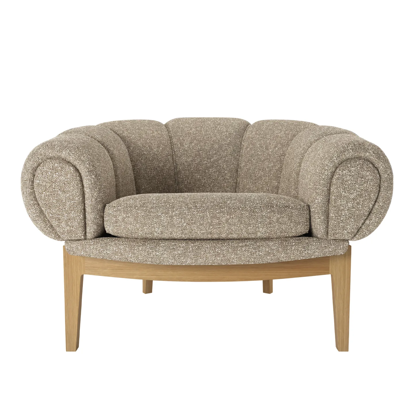 Gubi - Croissant Lounge Chair, Solid Oak Oiled, Prisgrupp 5 Tyg Sahco Zero 001 - Fåtöljer - Illum Wikkelsø - Träfärgad - Trä/Textilmaterial