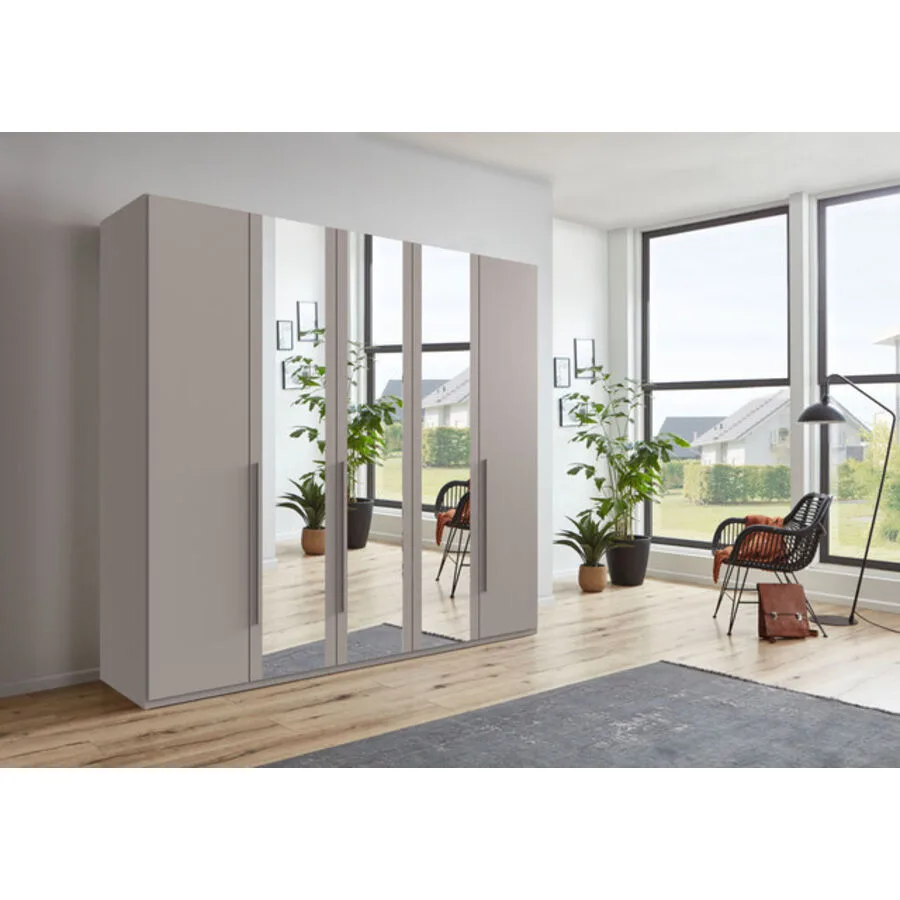 Kleiderschrank Annie Saharagrau - Griffe Saharagrau Mischholz B 225 cm