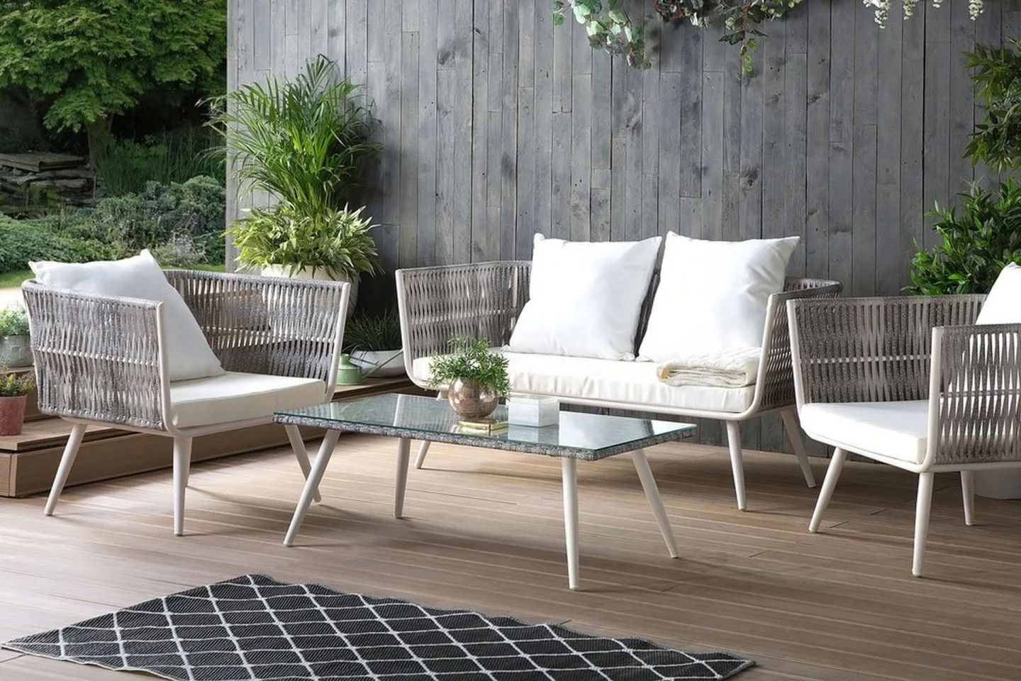Ragusa Loungegrupp Utomhus 156 cm - Grå