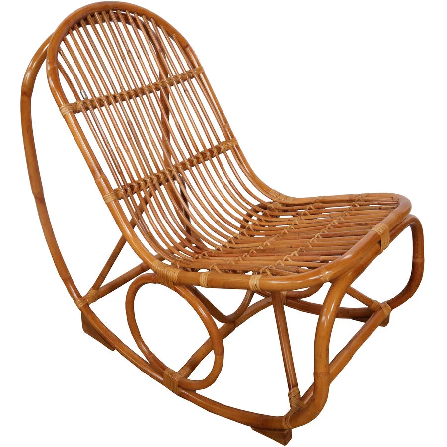 Schaukelstuhl Tan natur Rattan B 53 T 100 H 96 cm