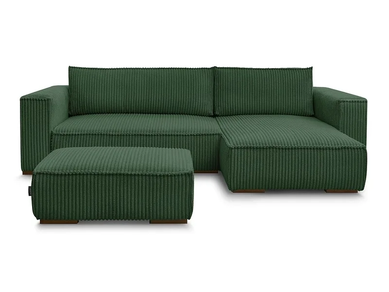 Ecksofa mit Hocker BOBOCHIC CHELSEA Cord-Stoff grün
