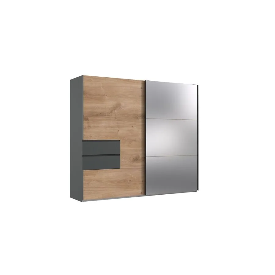 Schrank Keyan Plankeneiche/graphit Holzwerkstoff B 250 cm