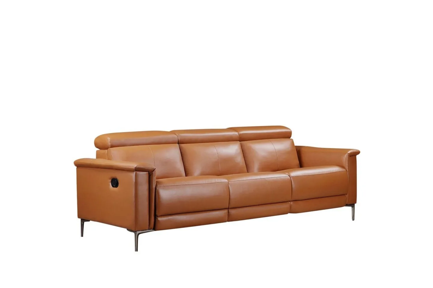 3-sitssoffa Lund Cognac, PU, Manuell vilstol - Cognac, PU, Manuell vilstol