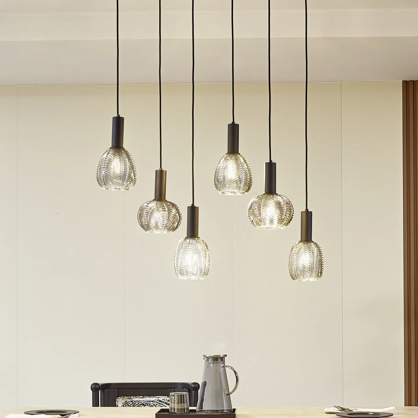 Tolli 6 Pendelleuchte Grau/Schwarz - Lindby - Wohnzimmer - Modern - Glas - Mehrflammig