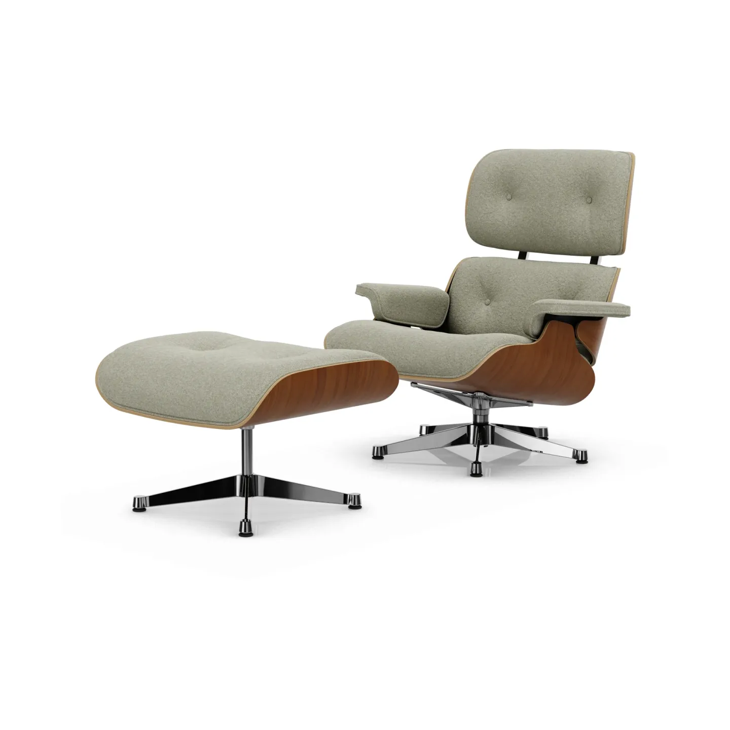 Vitra Eames Lounge Chair & Ottoman new dimensions 03 Cream-sand-31 walnut natural-pol. steel