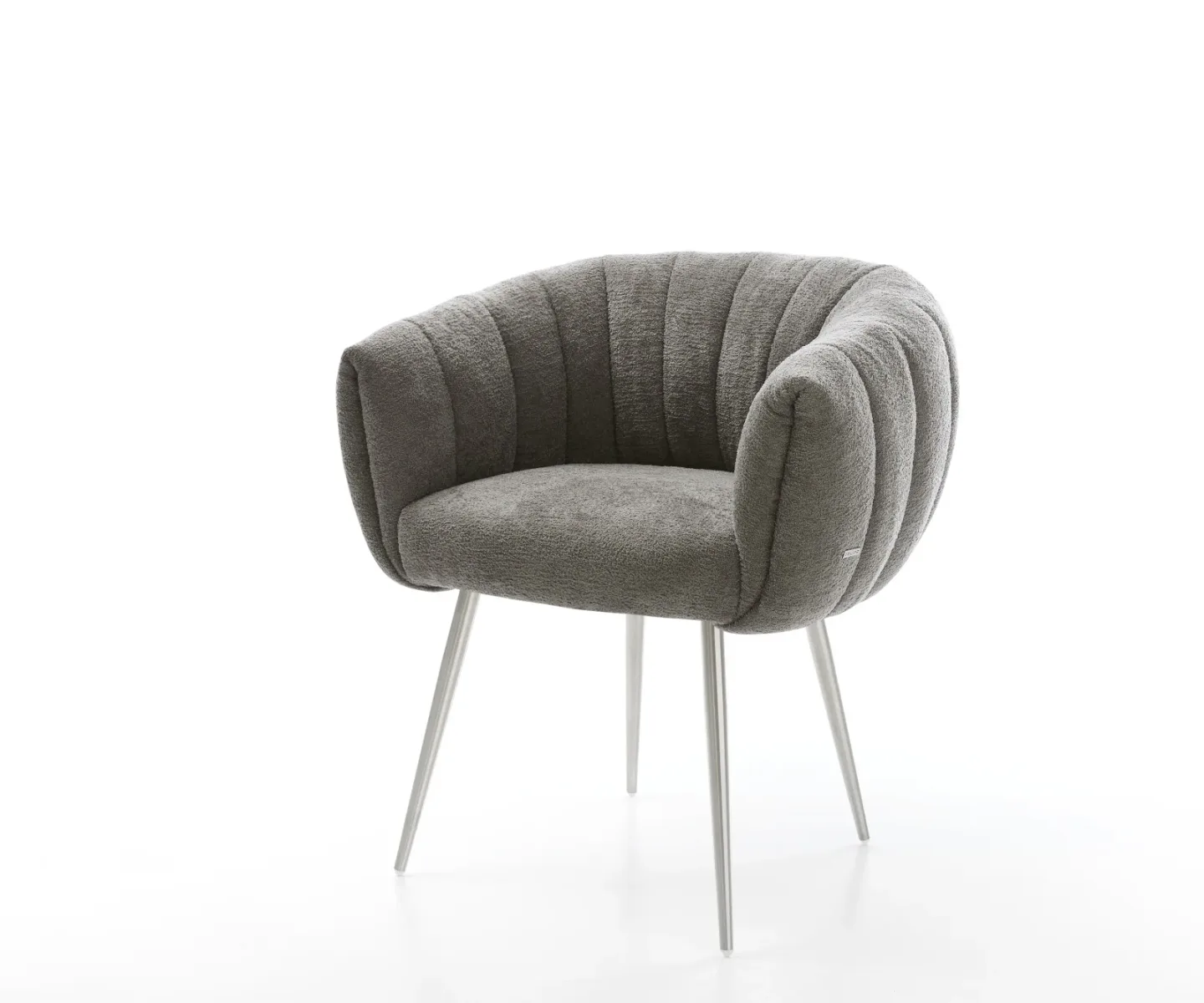 Esszimmerstuhl Jada-Flex Bouclé Soft Schlamm 4-Fuß konisch Edelstahl Taschenfederkern