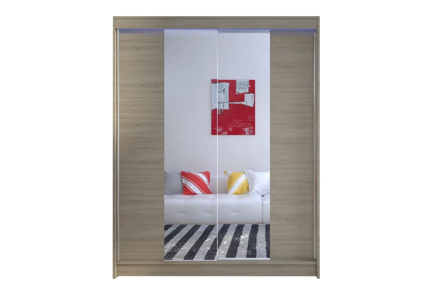 Pickering Garderob med Spegel 150x200 cm - Beige
