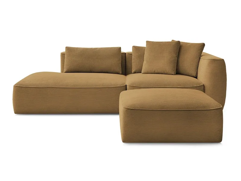 3er Sofa mit Hocker BOBOCHIC LEOPOLD Cord-Stoff gelb