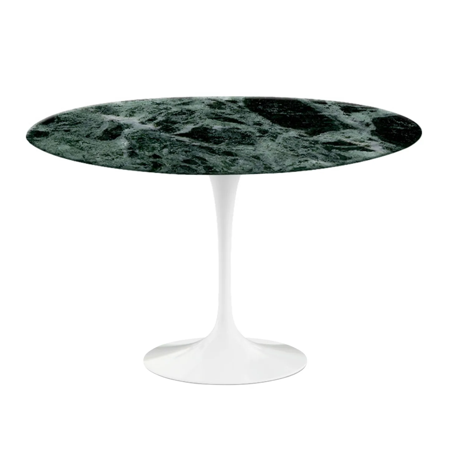 Knoll - Saarinen Round Table - Matbord, Ø 120 cm, Vitt underrede, skiva i matt grön Alpi marmor - Matbord - Eero Saarinen