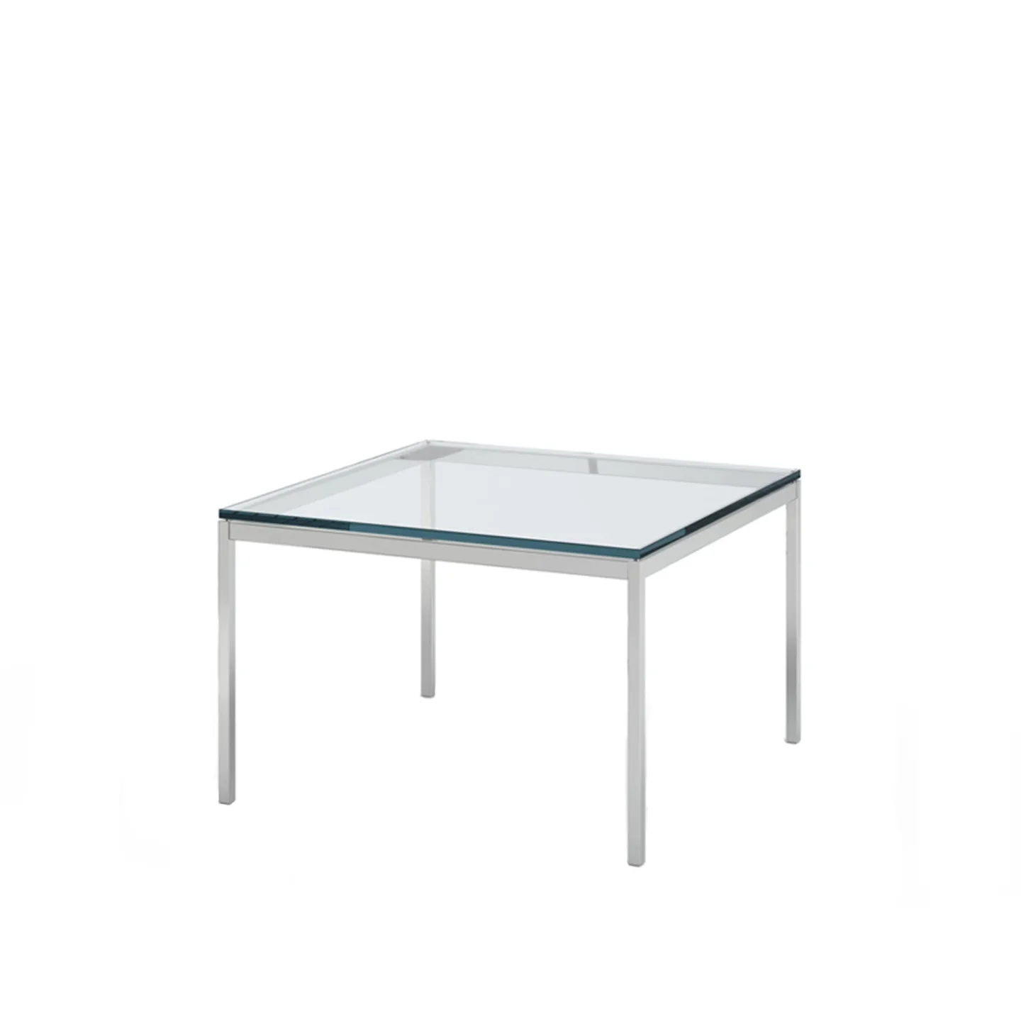 Knoll - Florence Knoll Low Table, Höjd 35 cm, 90 x 90 cm, skiva i Klarglas - Soffbord - Florence Knoll - Transparent - Glas/Metall