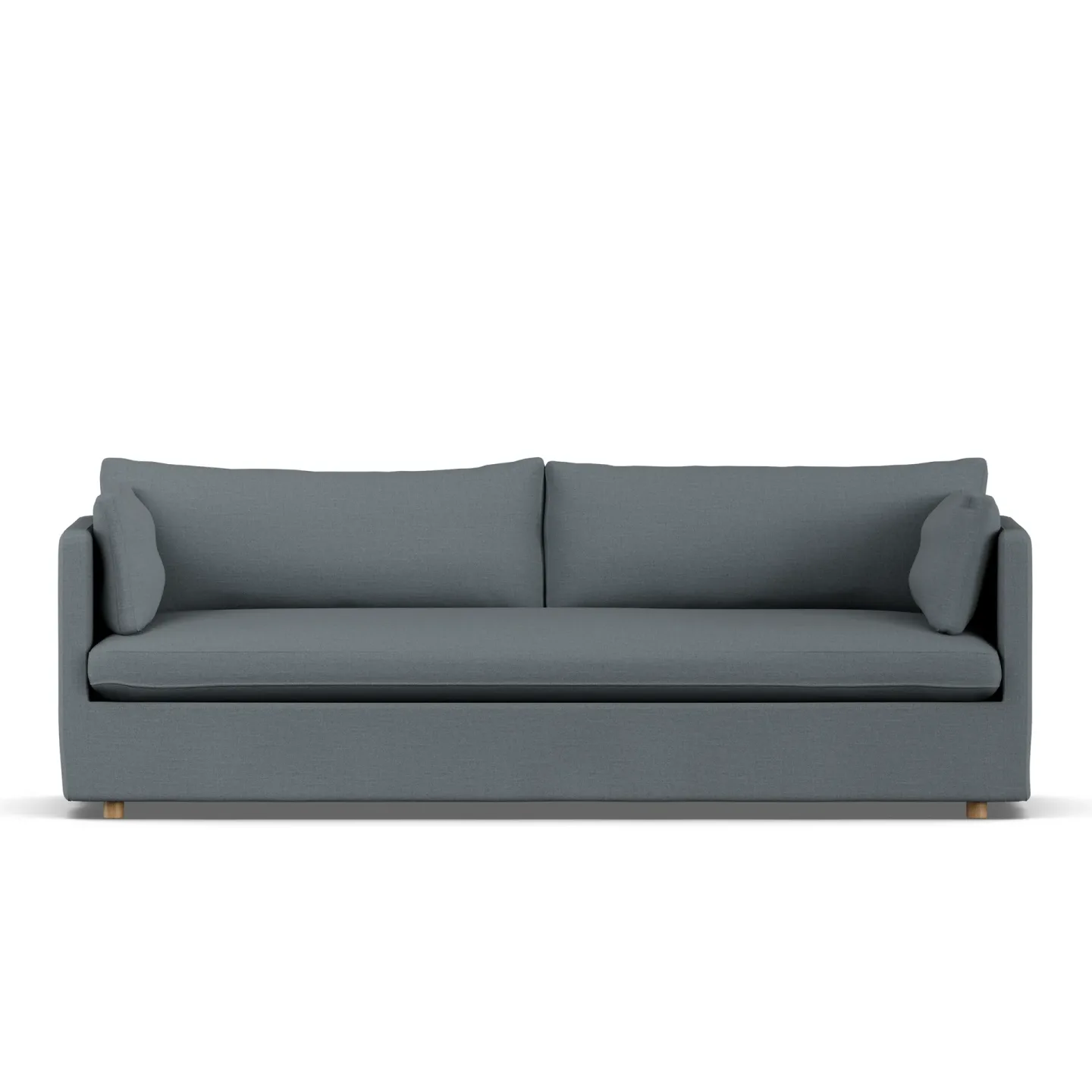 1898 Linnevik Sofa Same Blue 6678-Eiche weiß geölt, 4-sitzig, mit Volant